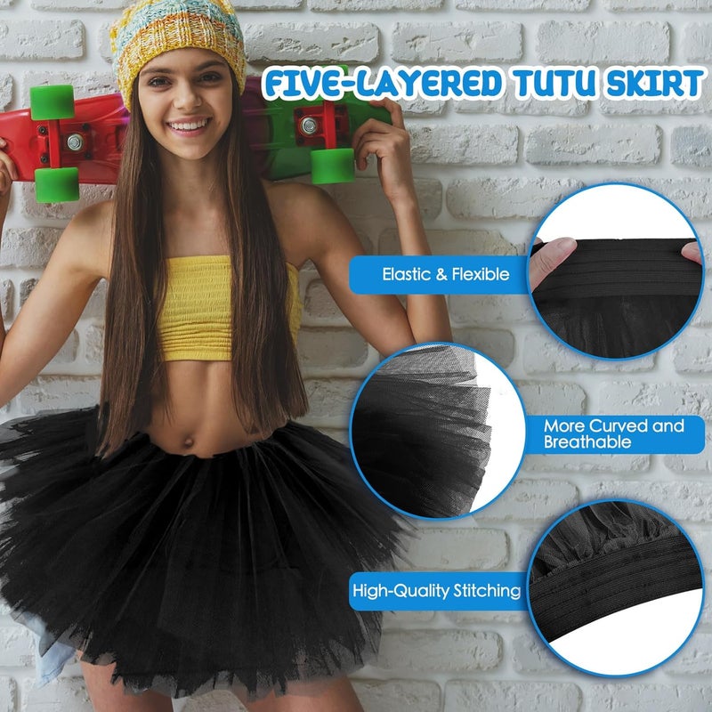 Fynnsure Tutu Skirts for Women 5 Layered Tutu 80s Outfit Adult Halloween Costume Women Tulle Skirt Puffy Skirts Dance Skirt - Image 3